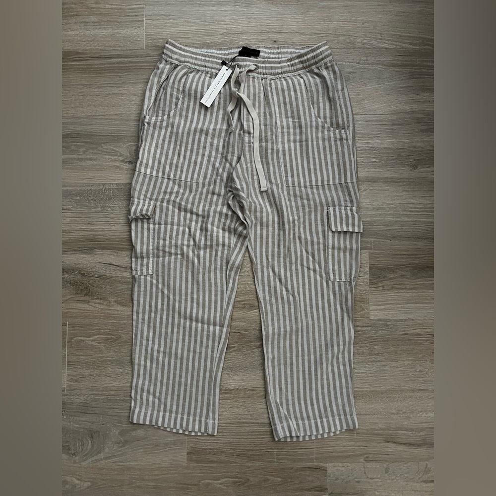 NWT Anthropologie x Sanctuary Women’s Pull On Striped Linen Blend Bottoms - M - Picture 2 of 8